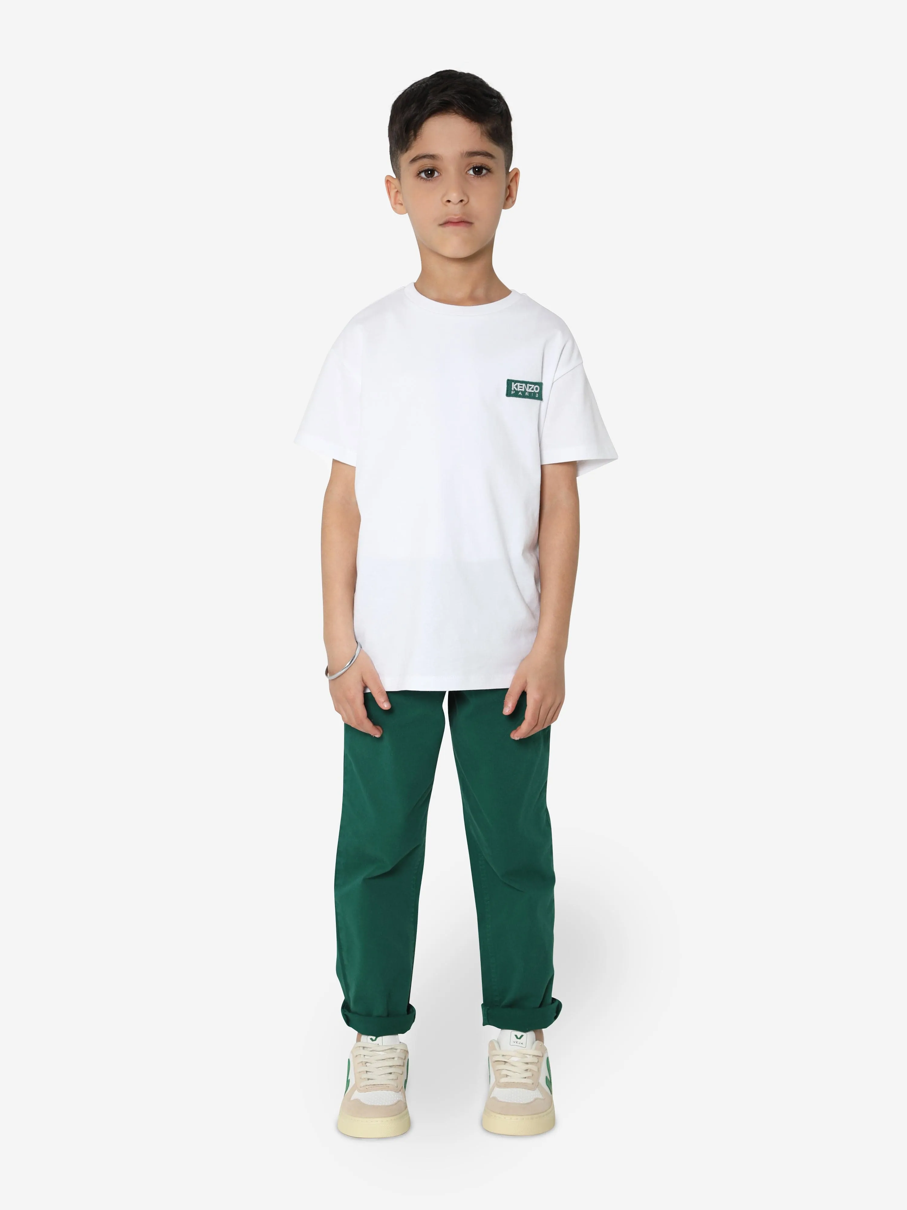 KENZO Boys Organic Cotton Logo T-Shirt in White