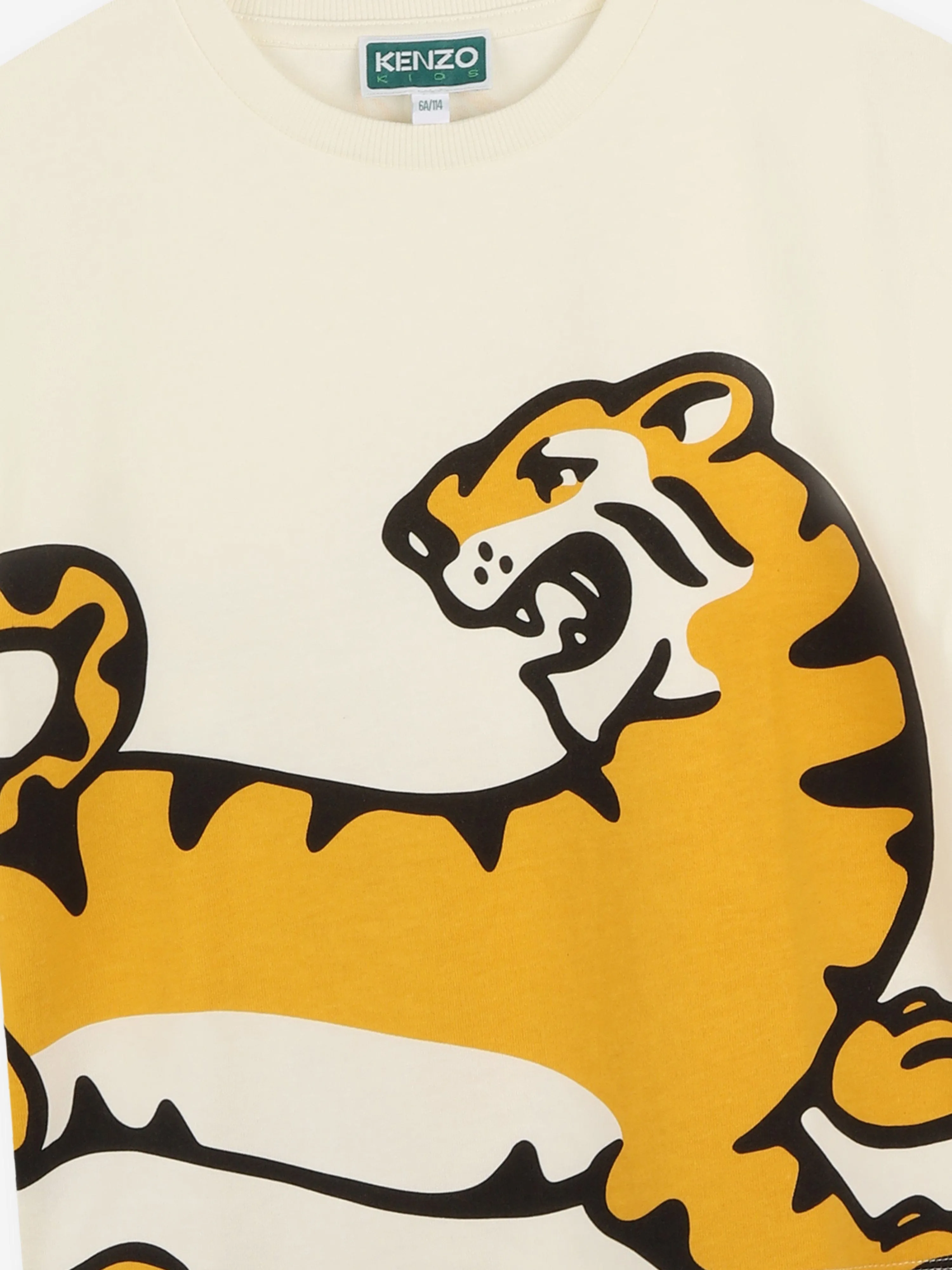 KENZO Boys Tiger Print T-Shirt in Ivory