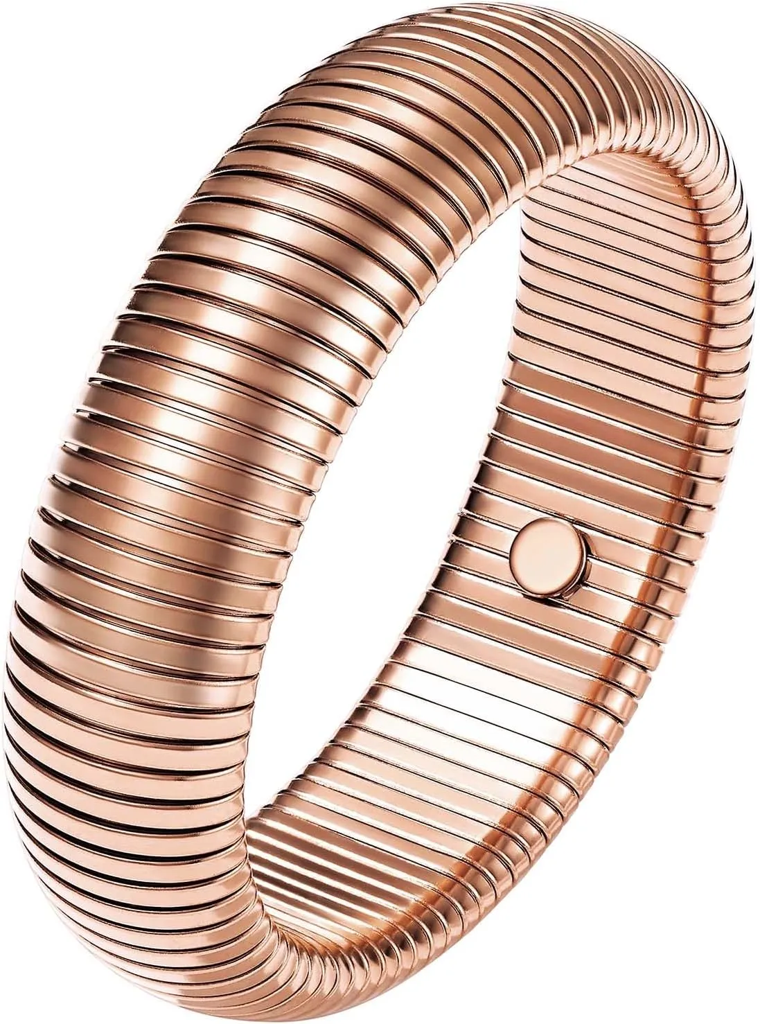 KeyStyle Bangle Bracelets for Women, Stainless Steel Stretch Bracelet Flexible Wide Link Chain Gold Wristband GoldChic Twisted Jewelry, 10mm, 16mm, 20mm