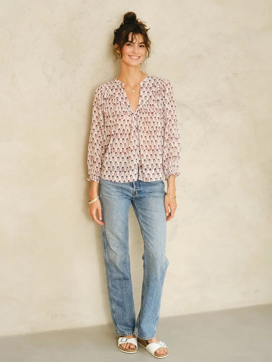 Kiki Print Long Sleeve Shirt - Blue