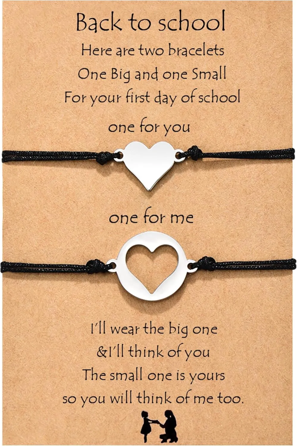 KINGSIN First Day of School Mother Daughter Matching Bracelets Back to School Gift for Daughter Wish Bracelets