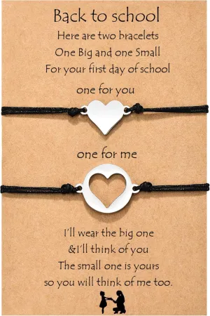 KINGSIN First Day of School Mother Daughter Matching Bracelets Back to School Gift for Daughter Wish Bracelets