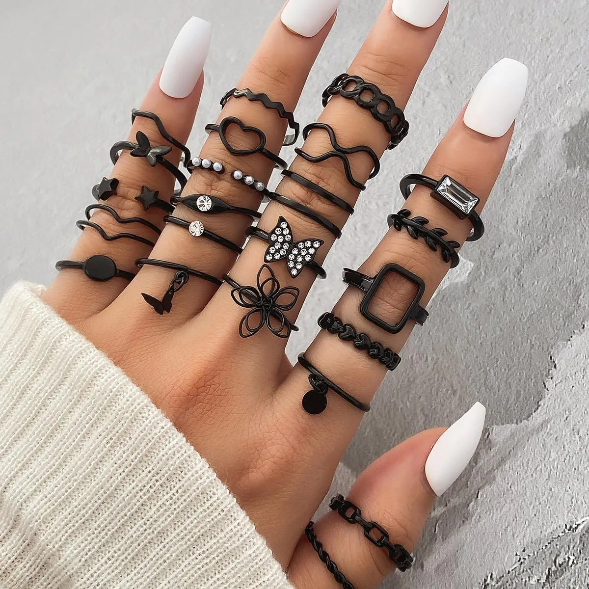 Knuckle Rings for Women Stackable Rings Set Dainty Gold Rings Boho Midi Finger Ring Purple Butterfly Statement Ring Trendy Aesthetic Jewelry