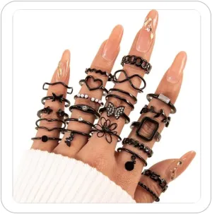 Knuckle Rings for Women Stackable Rings Set Dainty Gold Rings Boho Midi Finger Ring Purple Butterfly Statement Ring Trendy Aesthetic Jewelry