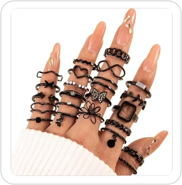 Knuckle Rings for Women Stackable Rings Set Dainty Gold Rings Boho Midi Finger Ring Purple Butterfly Statement Ring Trendy Aesthetic Jewelry