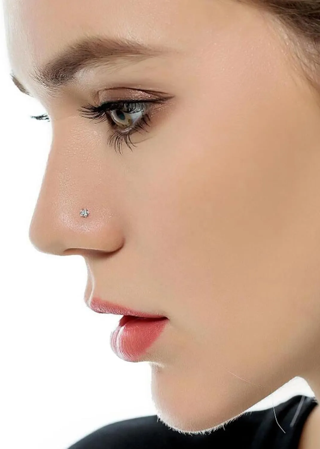 Kridzisw 20G 18G 16G Nose Rings Hoop Stainless Steel L-Shaped Nose Rings Studs Screw Clear Clicker Retainer Tragus Cartilage Helix Earrings Piercing Hoop