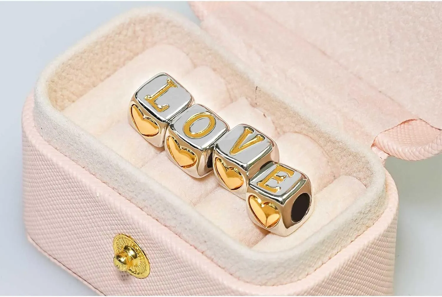 KunBead Initial A-Z Letter Gold Heart Alphabet Love Bead Birthday Charms Compatible with Pandora Charm Bracelet for Women