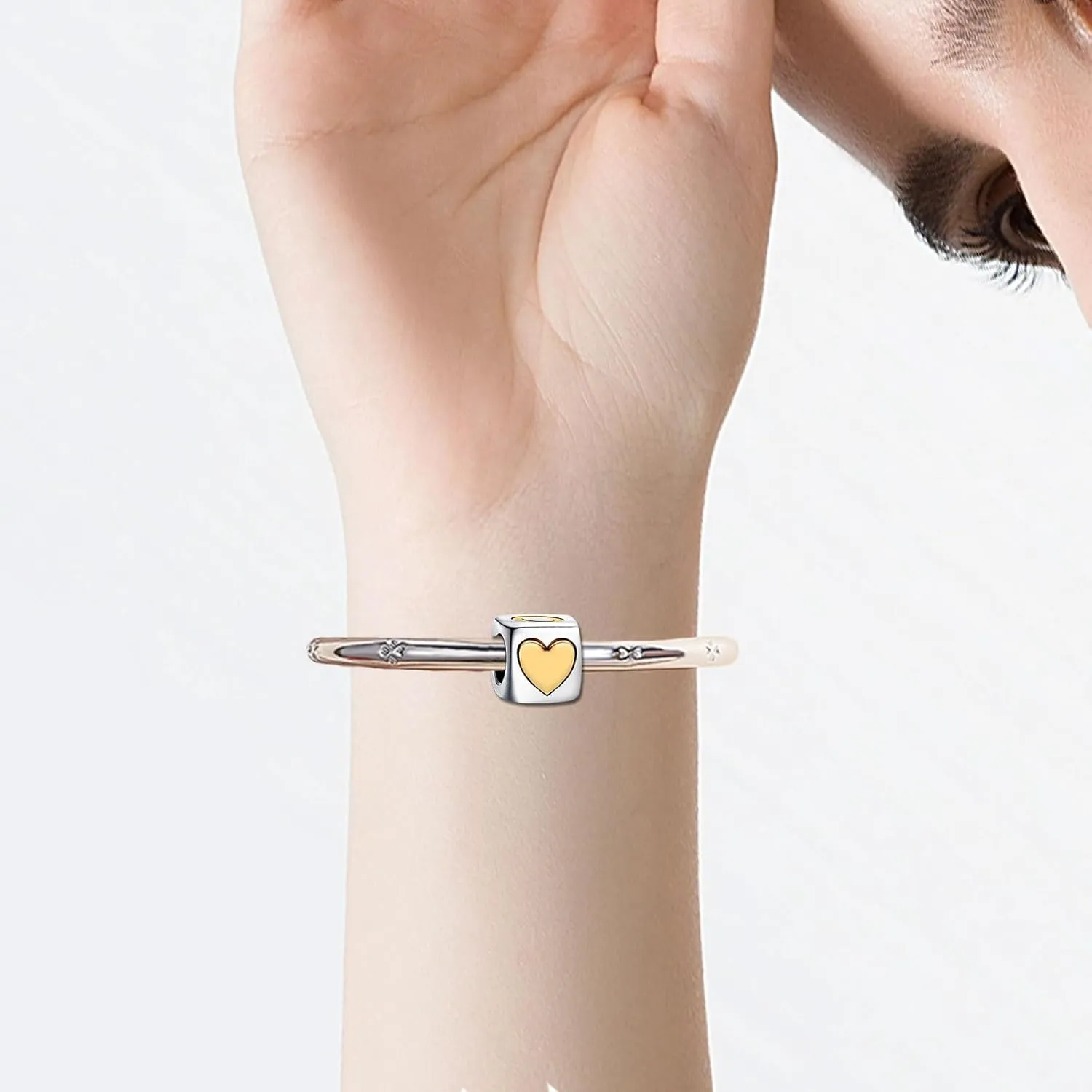 KunBead Initial A-Z Letter Gold Heart Alphabet Love Bead Birthday Charms Compatible with Pandora Charm Bracelet for Women