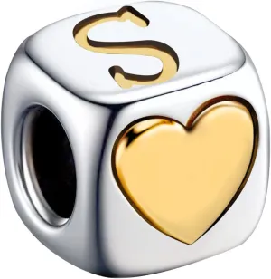 KunBead Initial A-Z Letter Gold Heart Alphabet Love Bead Birthday Charms Compatible with Pandora Charm Bracelet for Women