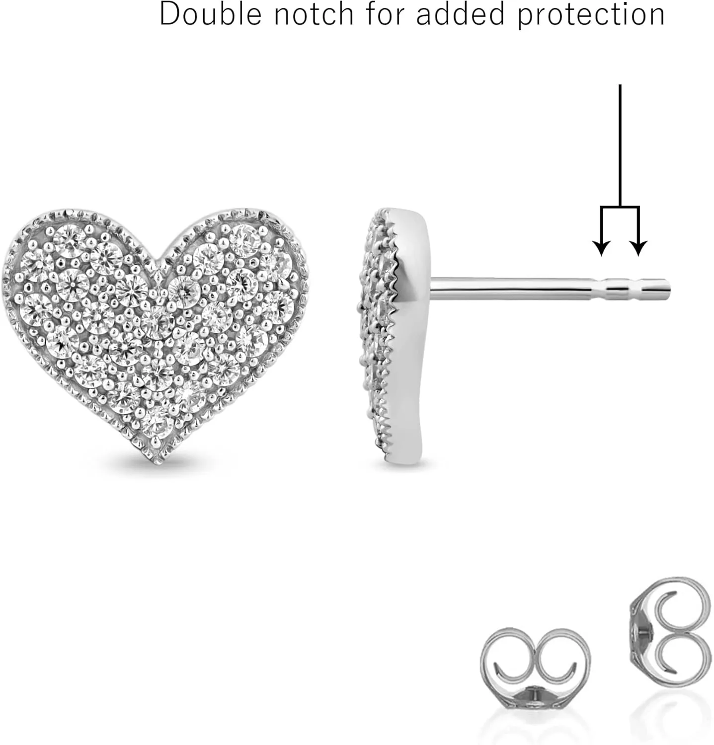 La joya Lab Diamonds Heart Earrings for Women | Real White Gold Plated Sterling Silver Studs | Lab Grown Heart Shaped Diamond Earrings | Ideal Diamond Jewelry for Women