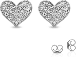 La joya Lab Diamonds Heart Earrings for Women | Real White Gold Plated Sterling Silver Studs | Lab Grown Heart Shaped Diamond Earrings | Ideal Diamond Jewelry for Women