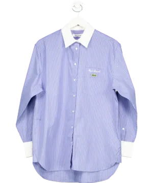 Lacoste Blue Contrast Collar Stripe Shirt UK 8