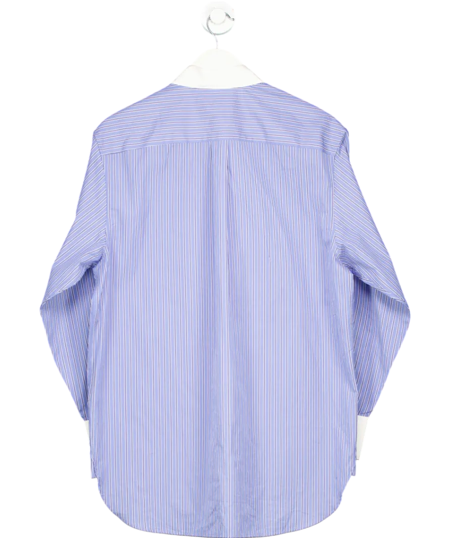 Lacoste Blue Contrast Collar Stripe Shirt UK 8