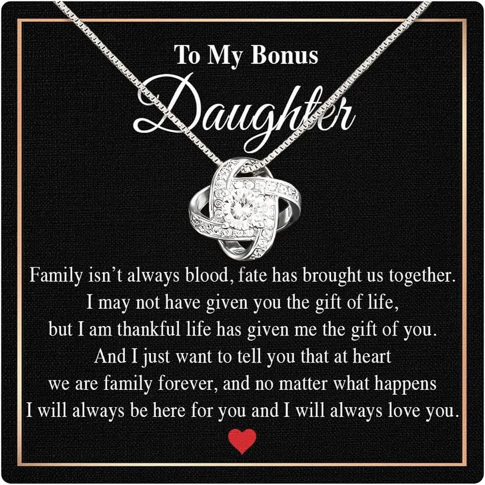 Larvincy Bonus Daughter Gifts from Stepdad Stepmom With Heartfelt Message & Elegant Box - Jewelry Gifts For Stepdaughter, To My Bonus Daughter Necklace On Birthday Graduation Wedding Christmas & More
