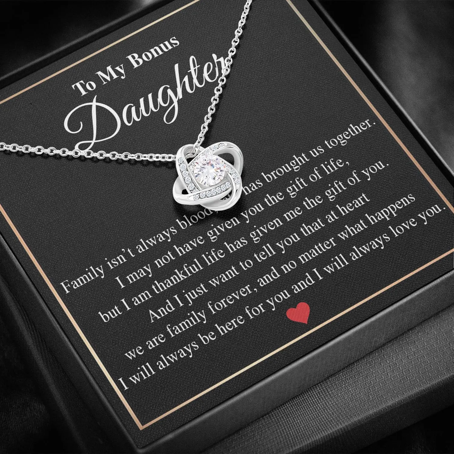 Larvincy Bonus Daughter Gifts from Stepdad Stepmom With Heartfelt Message & Elegant Box - Jewelry Gifts For Stepdaughter, To My Bonus Daughter Necklace On Birthday Graduation Wedding Christmas & More