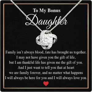 Larvincy Bonus Daughter Gifts from Stepdad Stepmom With Heartfelt Message & Elegant Box - Jewelry Gifts For Stepdaughter, To My Bonus Daughter Necklace On Birthday Graduation Wedding Christmas & More