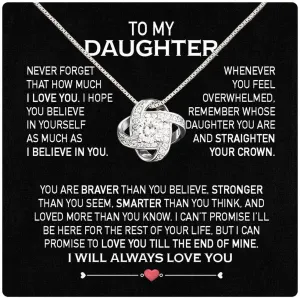 Larvincy To My Daughter Necklace From Mom Or Dad With Heartfelt Message & Elegant Box - Valentines, Mother's Day Gifts, Jewelry Gift For Daughter From Mother Or Father On Birthday, Graduation & More
