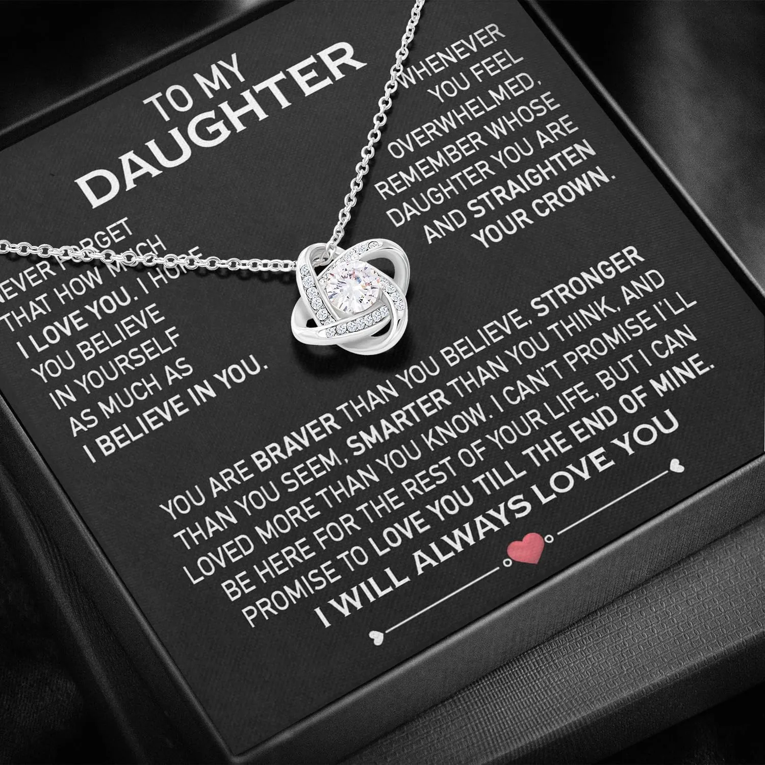 Larvincy To My Daughter Necklace From Mom Or Dad With Heartfelt Message & Elegant Box - Valentines, Mother's Day Gifts, Jewelry Gift For Daughter From Mother Or Father On Birthday, Graduation & More