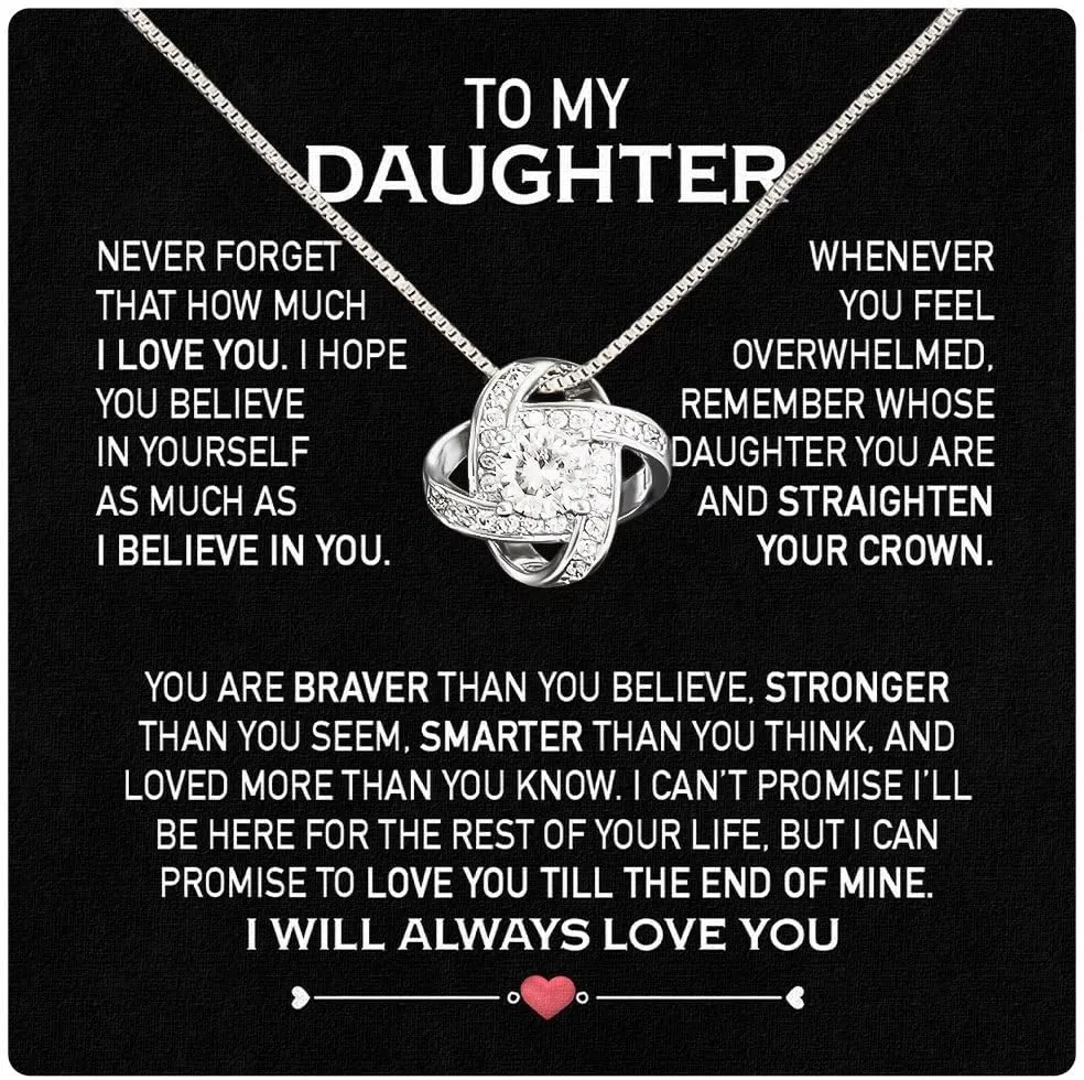 Larvincy To My Daughter Necklace From Mom Or Dad With Heartfelt Message & Elegant Box - Valentines, Mother's Day Gifts, Jewelry Gift For Daughter From Mother Or Father On Birthday, Graduation & More