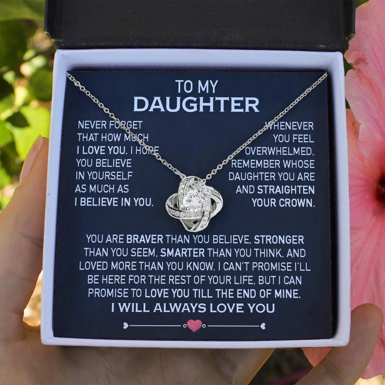 Larvincy To My Daughter Necklace From Mom Or Dad With Heartfelt Message & Elegant Box - Valentines, Mother's Day Gifts, Jewelry Gift For Daughter From Mother Or Father On Birthday, Graduation & More