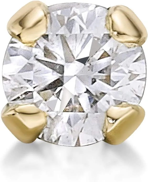 Lavari Jewelers 0.01 to 0.07 Carat Diamond Straight Bone Nose Stud for Women - 14k White or Yellow Gold Nose Ring for Her - 20 Gauge Unisex Hypoallergenic Nostril Jewelry - 20G Body Piercing for Men