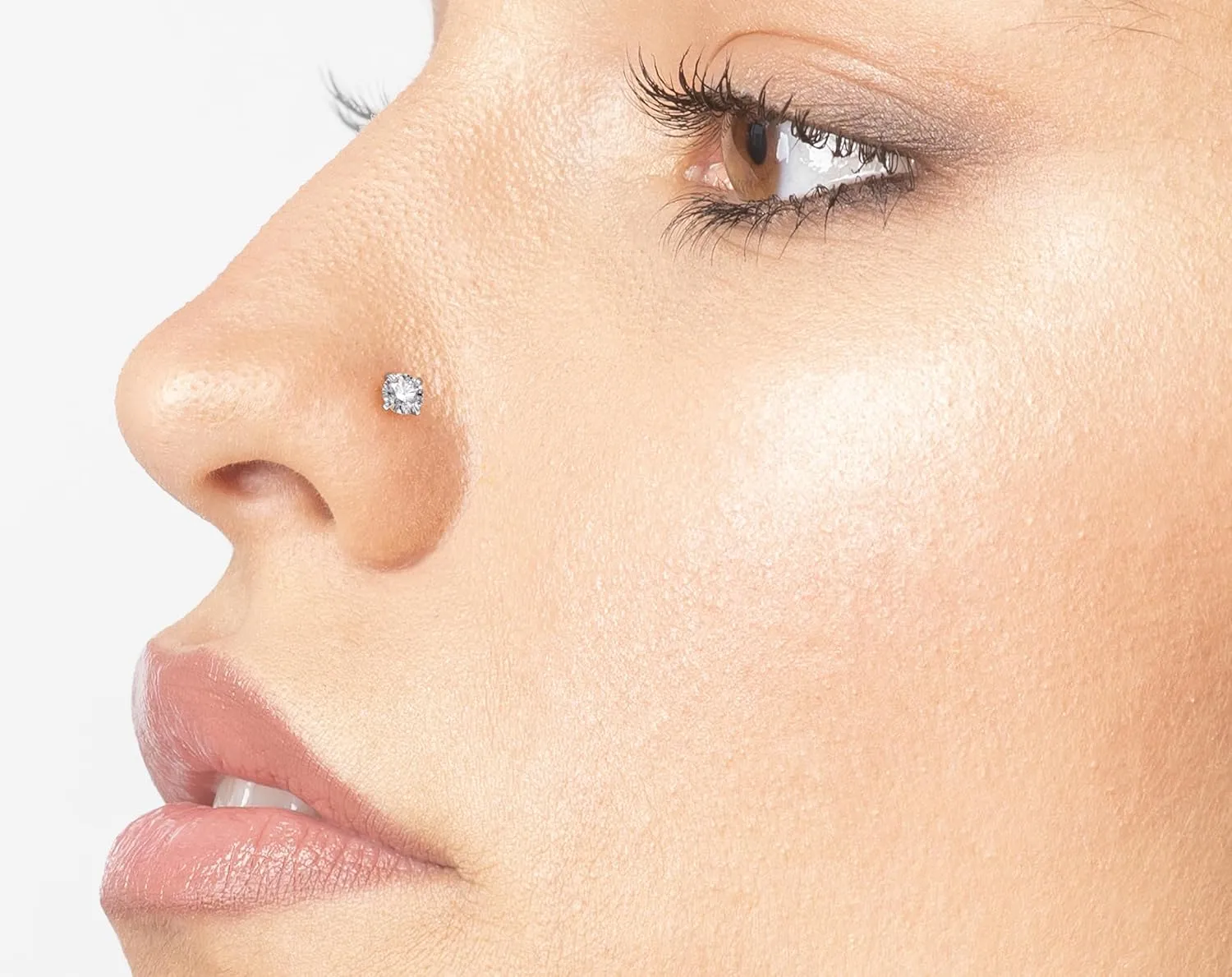 Lavari Jewelers 22 Gauge Straight Bone Nose Stud for Women or Men - 14k White or Yellow Gold 3 mm Cubic Zirconia Nose Ring for Her - Unisex Hypoallergenic Nostril Piercing Jewelry - 22G Body Piercing