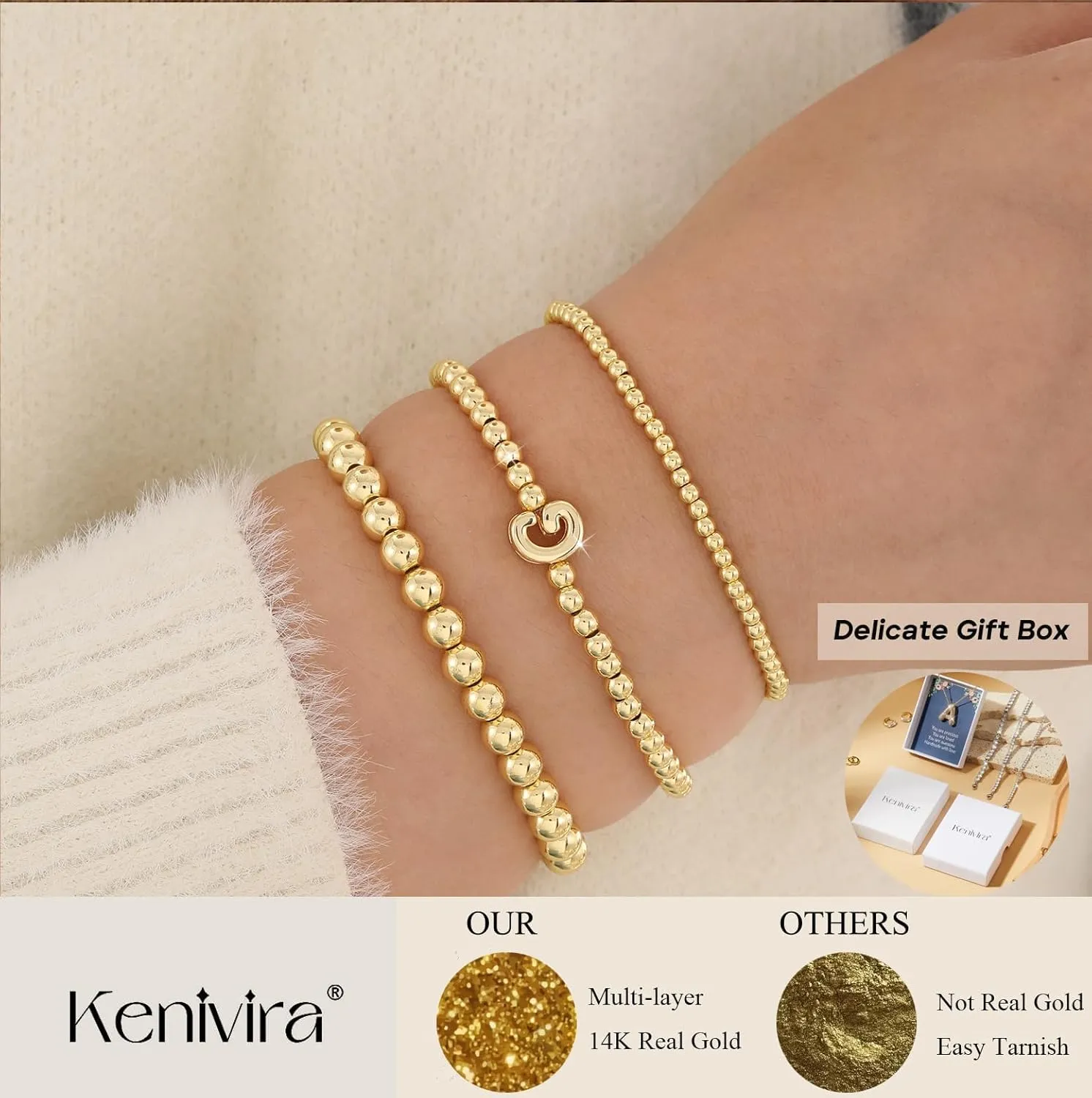 Layered Bracelets for Women,Dainty 14K Gold Plated Bracelets Stack,Link Chain Bracelet Stackable Non Tarnish Jewelry Gifts for Women