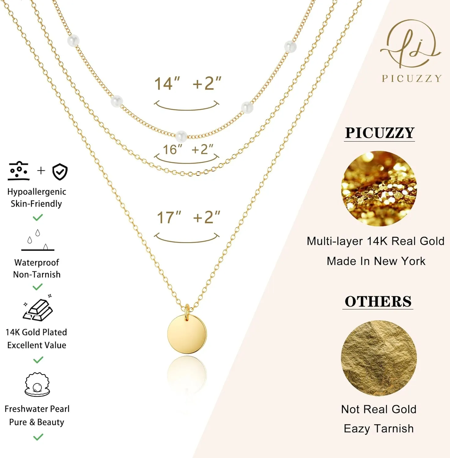 Layered Gold Necklaces for Women, Stackable Dainty 14K Real Gold Plated/Silver Chain Necklace Layering Beach Cute Fashion Pendant Choker Necklaces Trendy Jewelry Set Gifts for Women Teen Girls