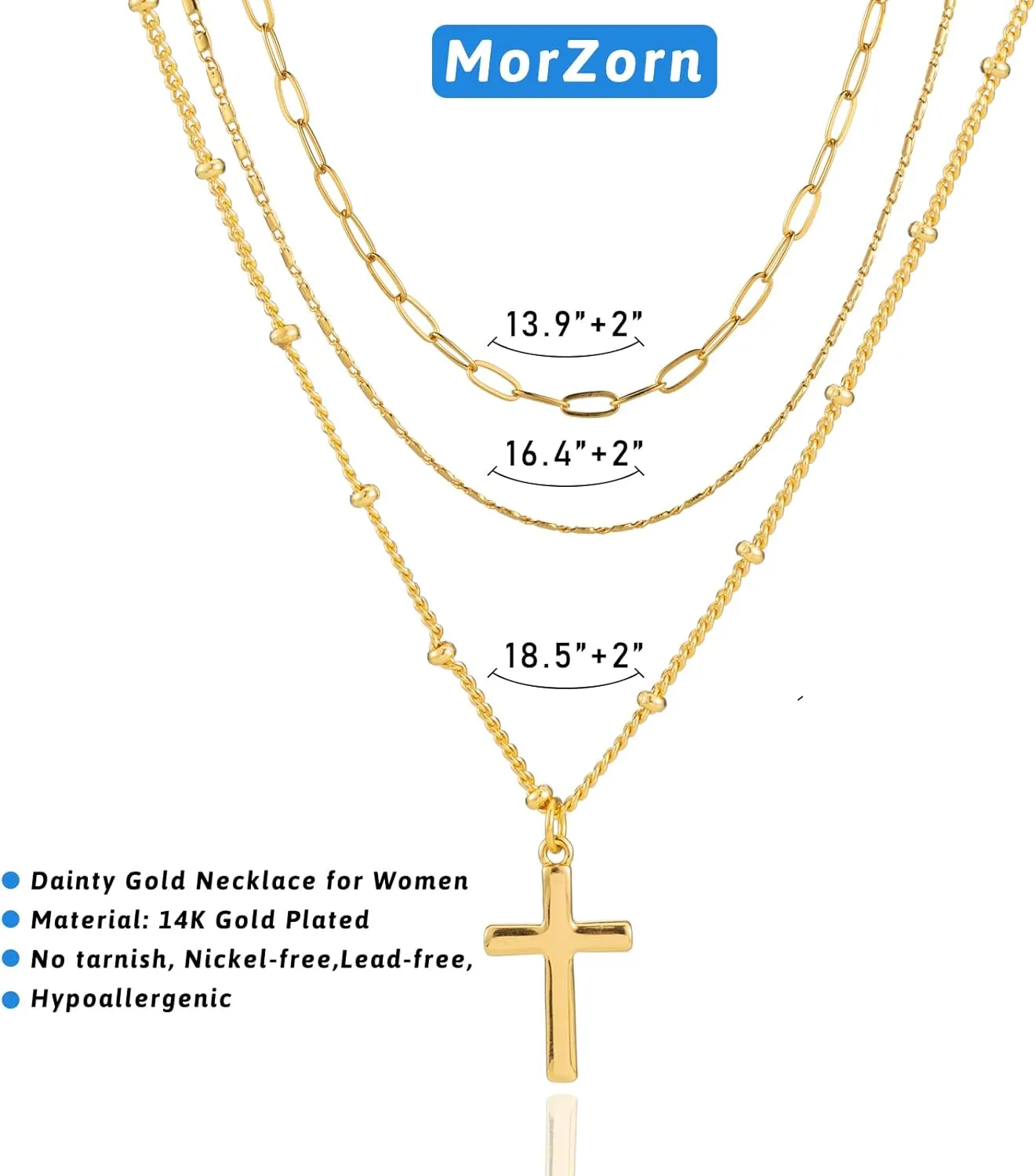Layered Gold Necklaces for WomenStackable Dainty 14K Gold Plated Trendy crucifixion Diamonds Circle love Paperclip Chain Pendant Choker NecklaceJewelry Set Gifts for Women