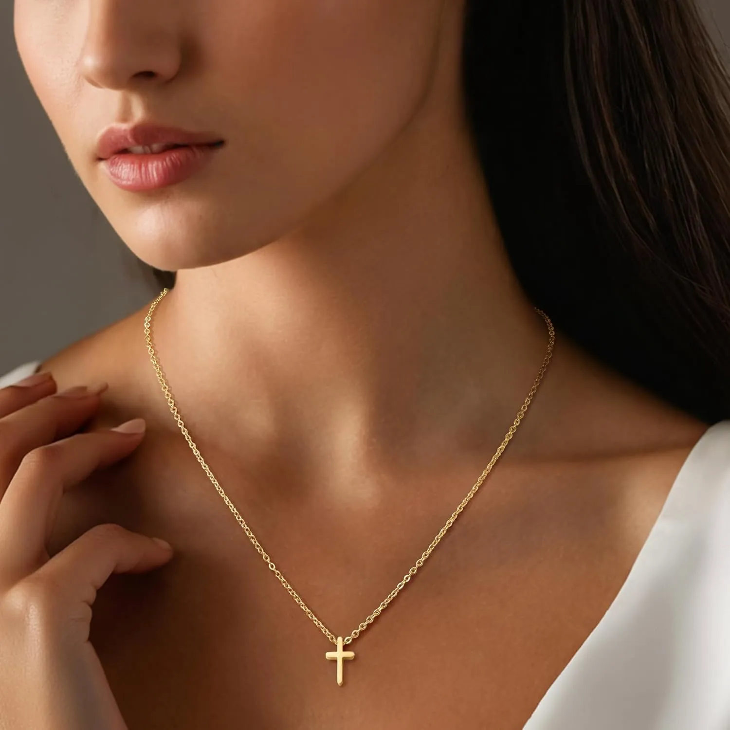 Layered Initial Necklaces for Women,Dainty 18K Real Gold Plated Heart Initial Necklace, Cross Necklace, Personalized Gifts for Women Teen Jewelry