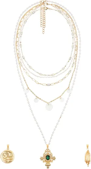 Layered Necklace Pendant Handmade Gold Plated Dainty Multilayer Choker Layering for Women Necklaces Stylish Minimalist Pendants Simple Chain Stacked Necklace Jewelry Gifts