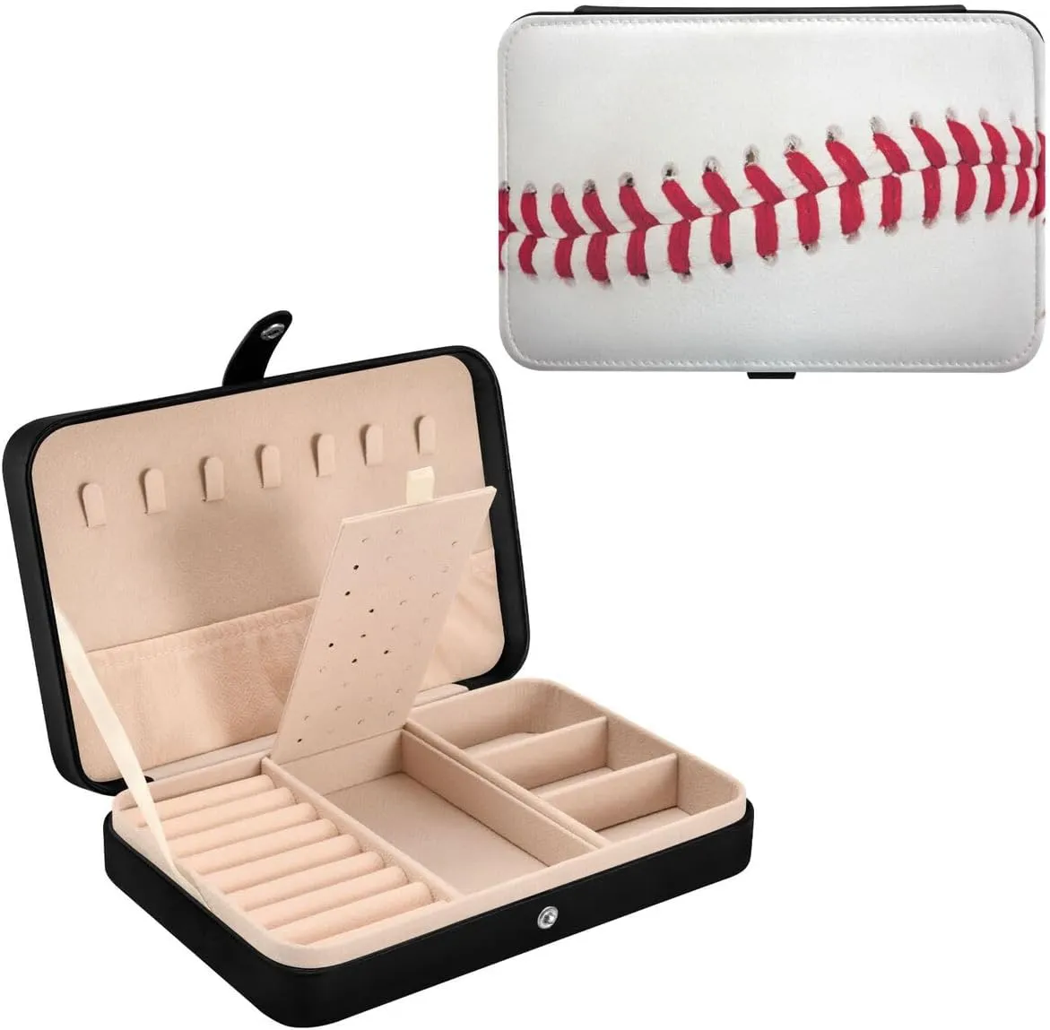 Leather Jewelry Box Jewelry Case Storage Box Baseball For Rings Earrings Necklaces