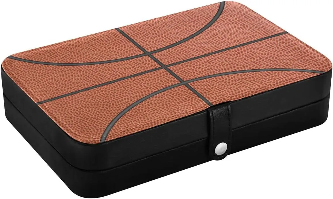 Leather Jewelry Box Jewelry Case Storage Box Basketball For Rings Earrings Necklaces