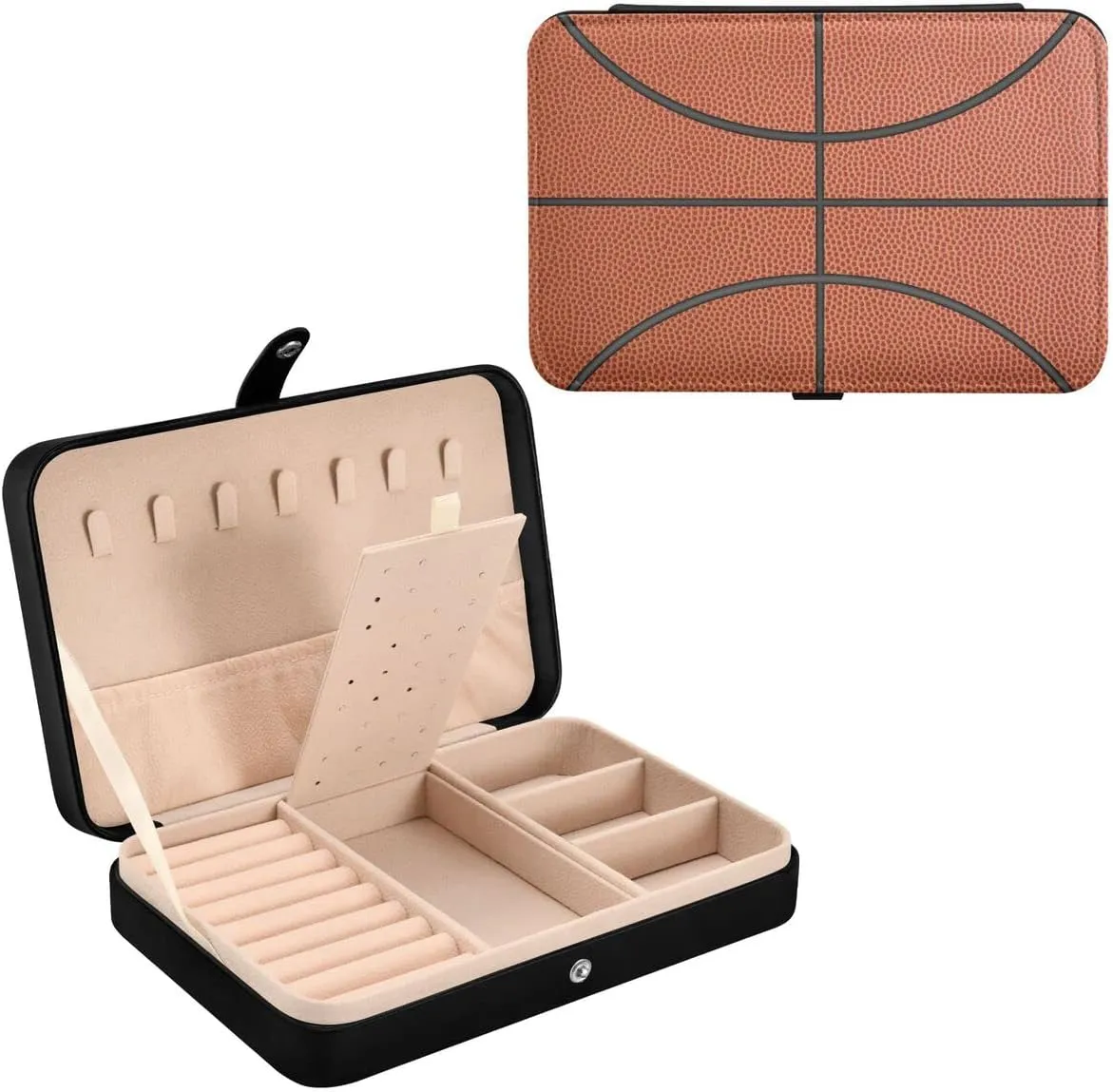 Leather Jewelry Box Jewelry Case Storage Box Basketball For Rings Earrings Necklaces