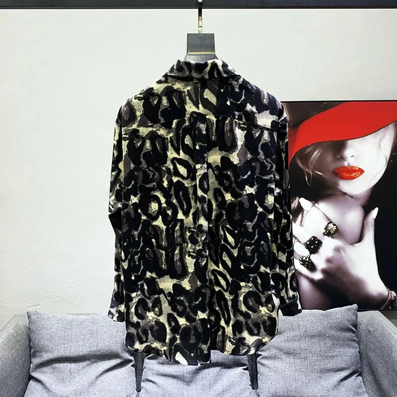 Leopard Print Broadcloth Design Shirts