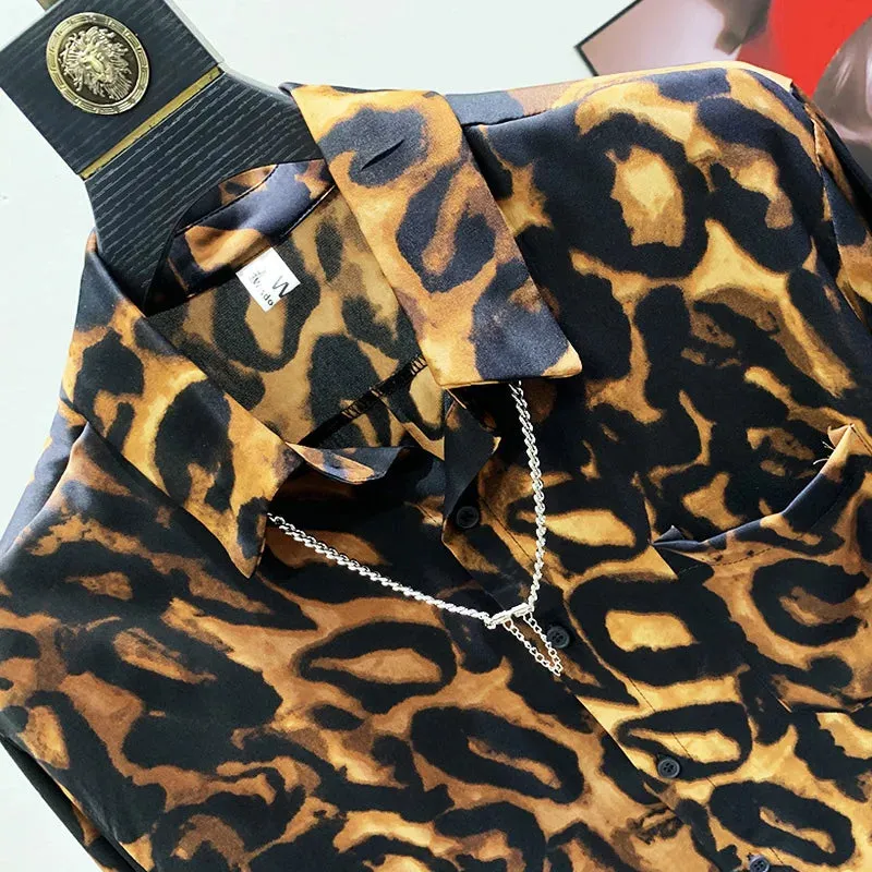 Leopard Print Broadcloth Design Shirts