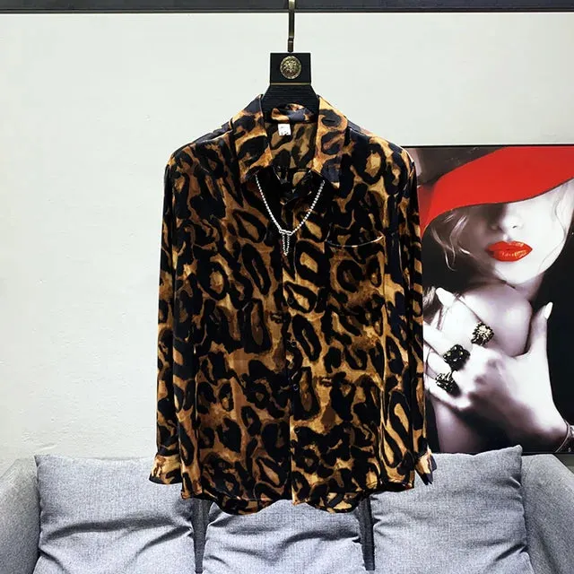 Leopard Print Broadcloth Design Shirts