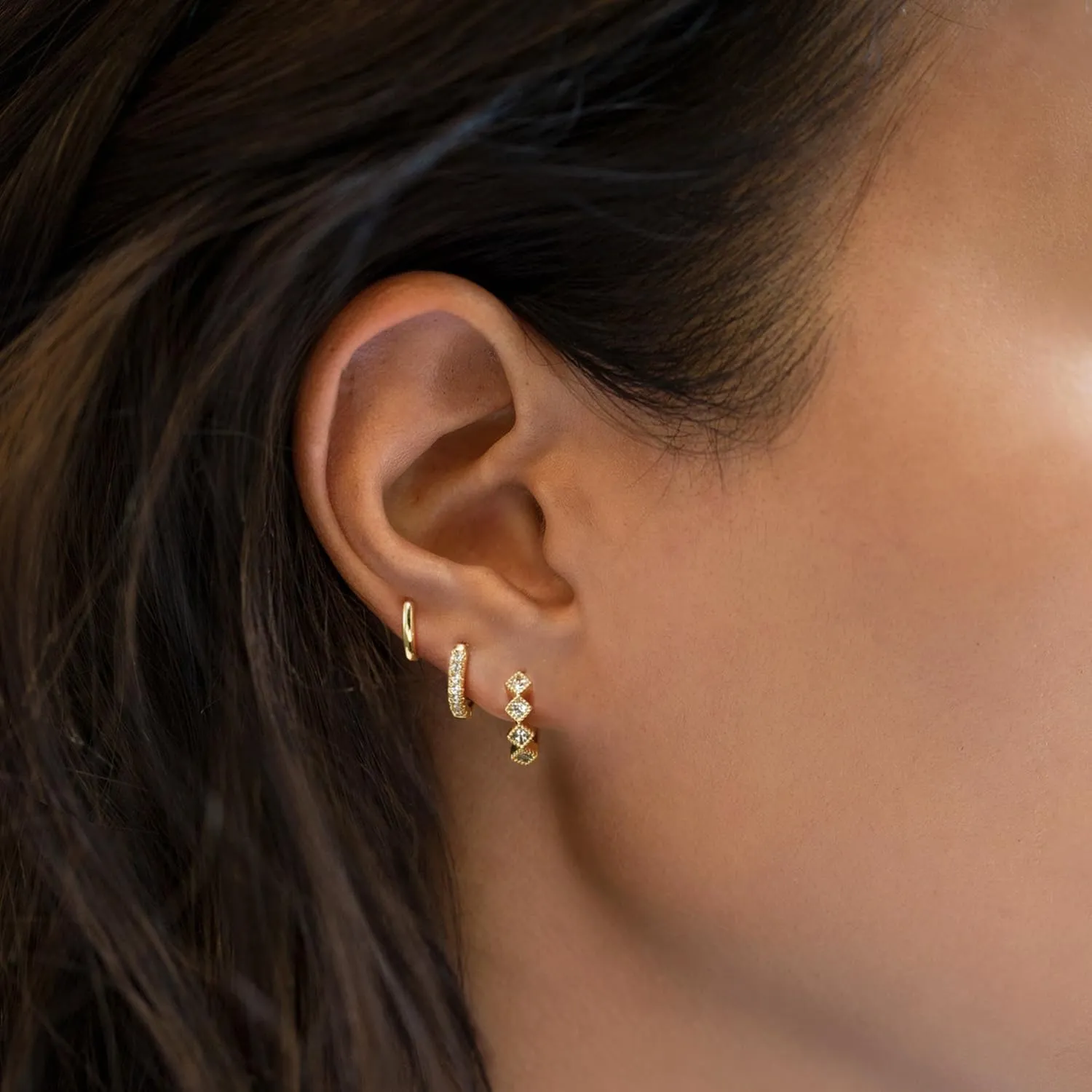 LEXODY Small Gold Hoop Earrings Set for Women, 14K Gold Plated Tiny Lightweight Cubic Zirconia Huggie Earrings Trendy Dainty Cartilage Earring Jewelry for Women Gifts