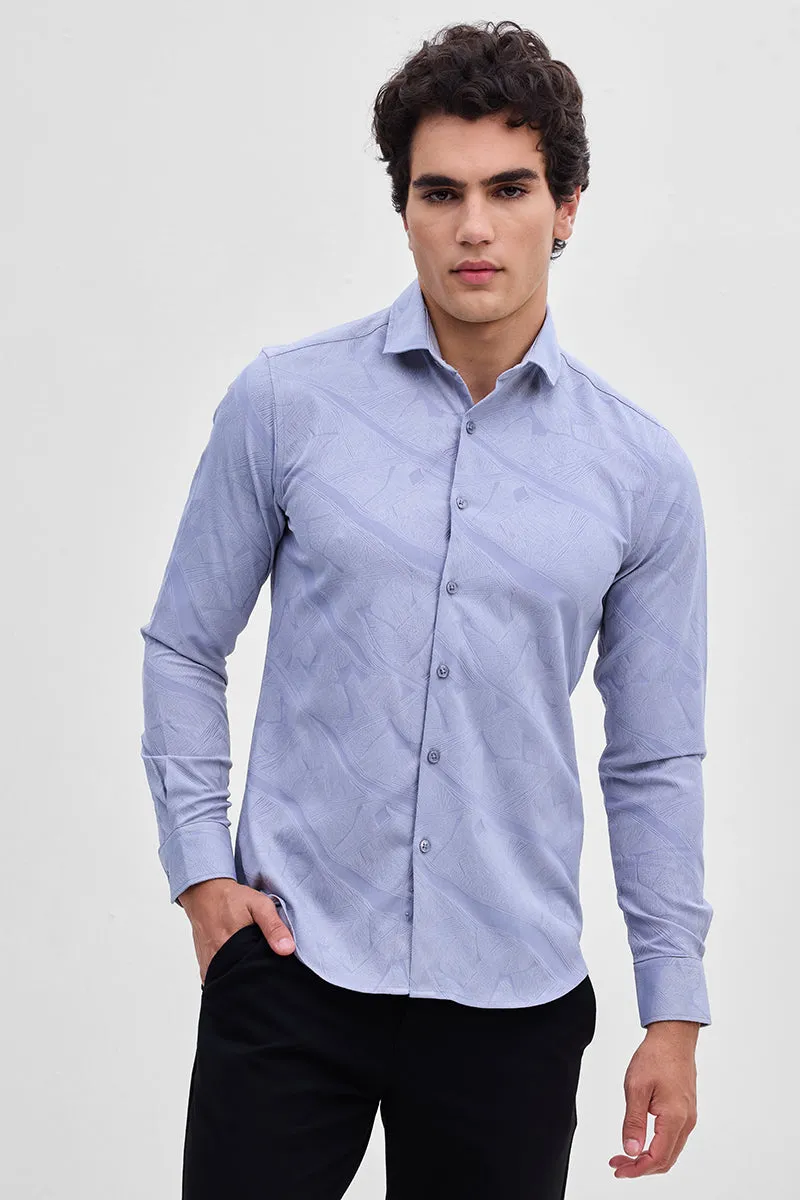 Light Blue Slim Fit Self-Design Shirt