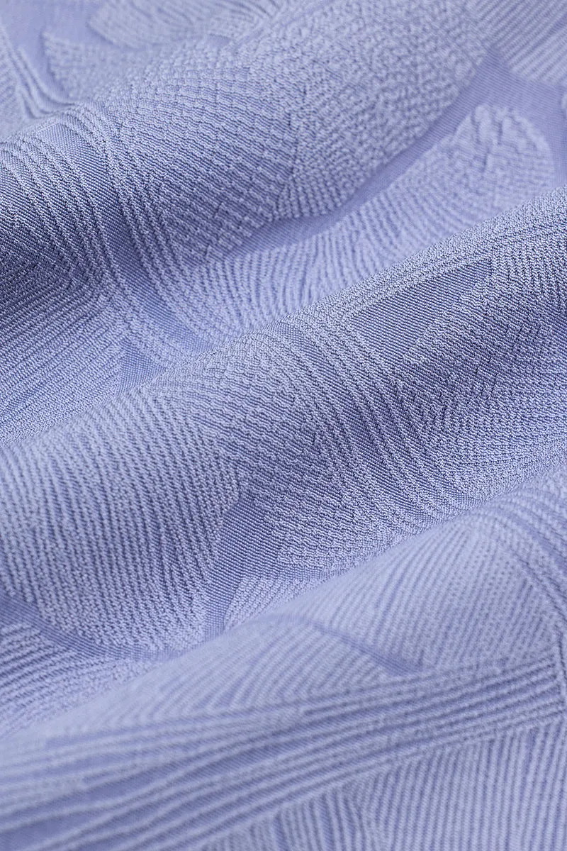 Light Blue Slim Fit Self-Design Shirt