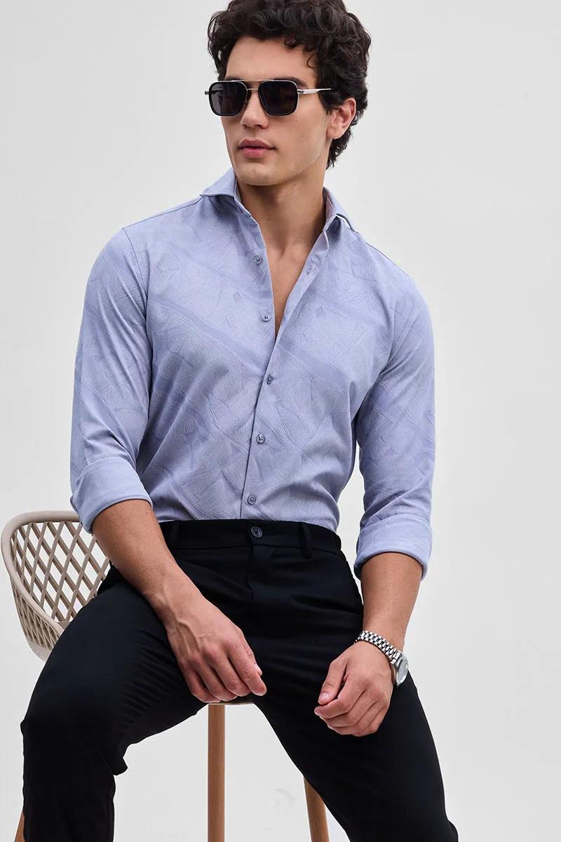 Light Blue Slim Fit Self-Design Shirt