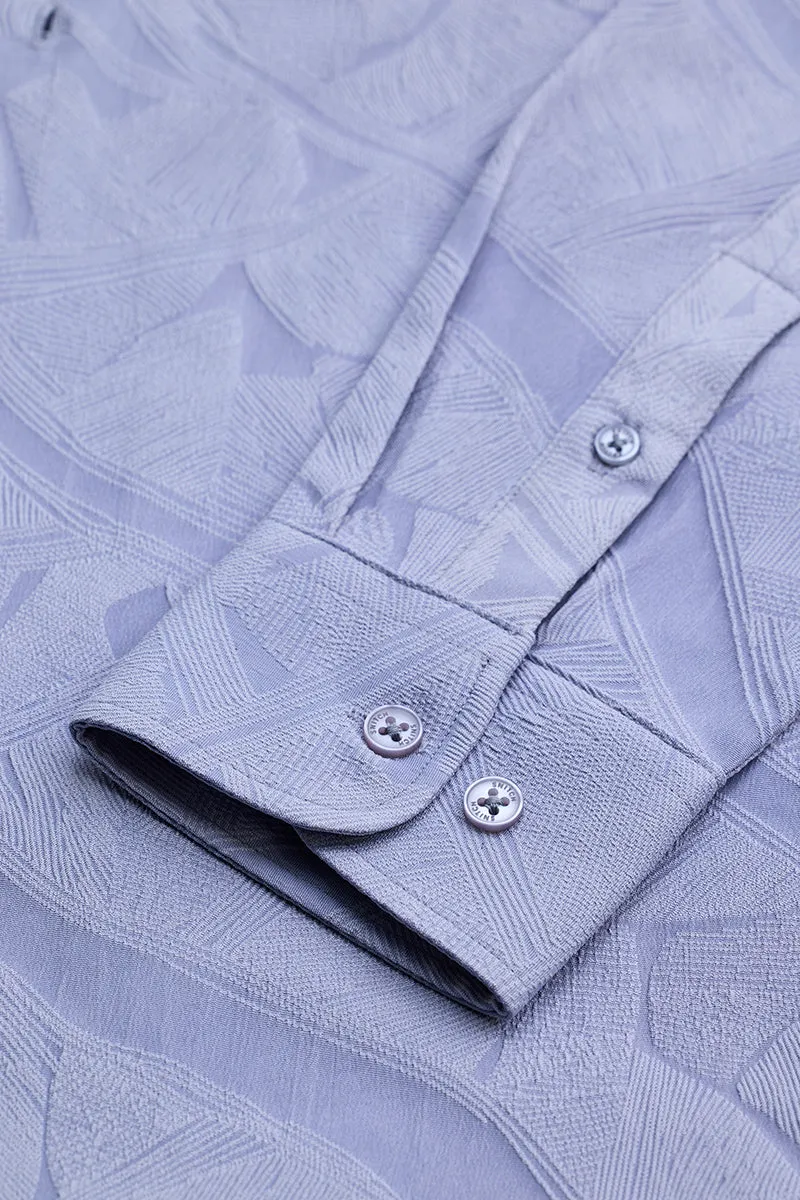 Light Blue Slim Fit Self-Design Shirt