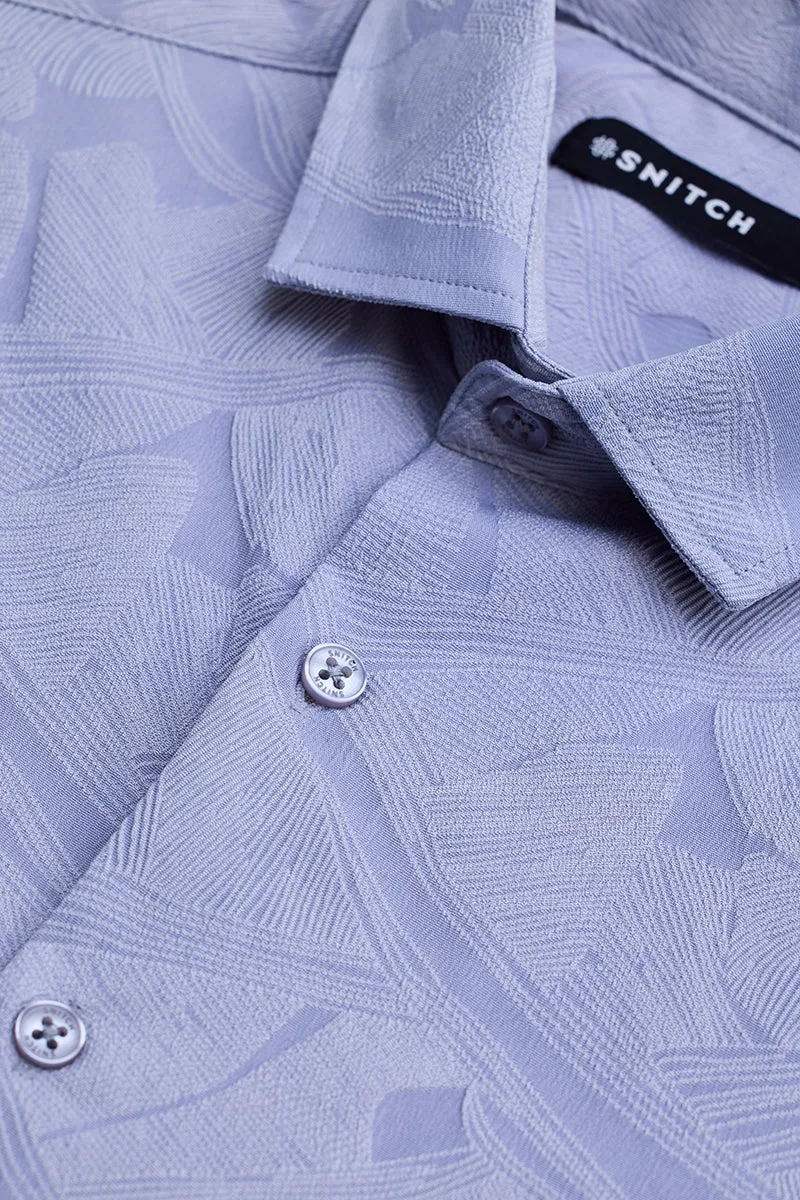 Light Blue Slim Fit Self-Design Shirt