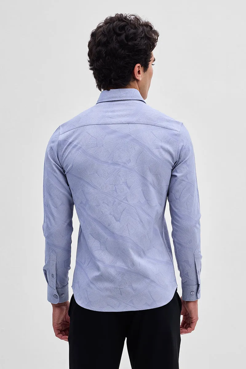 Light Blue Slim Fit Self-Design Shirt