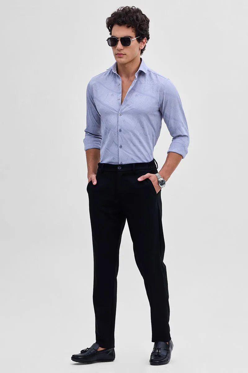Light Blue Slim Fit Self-Design Shirt