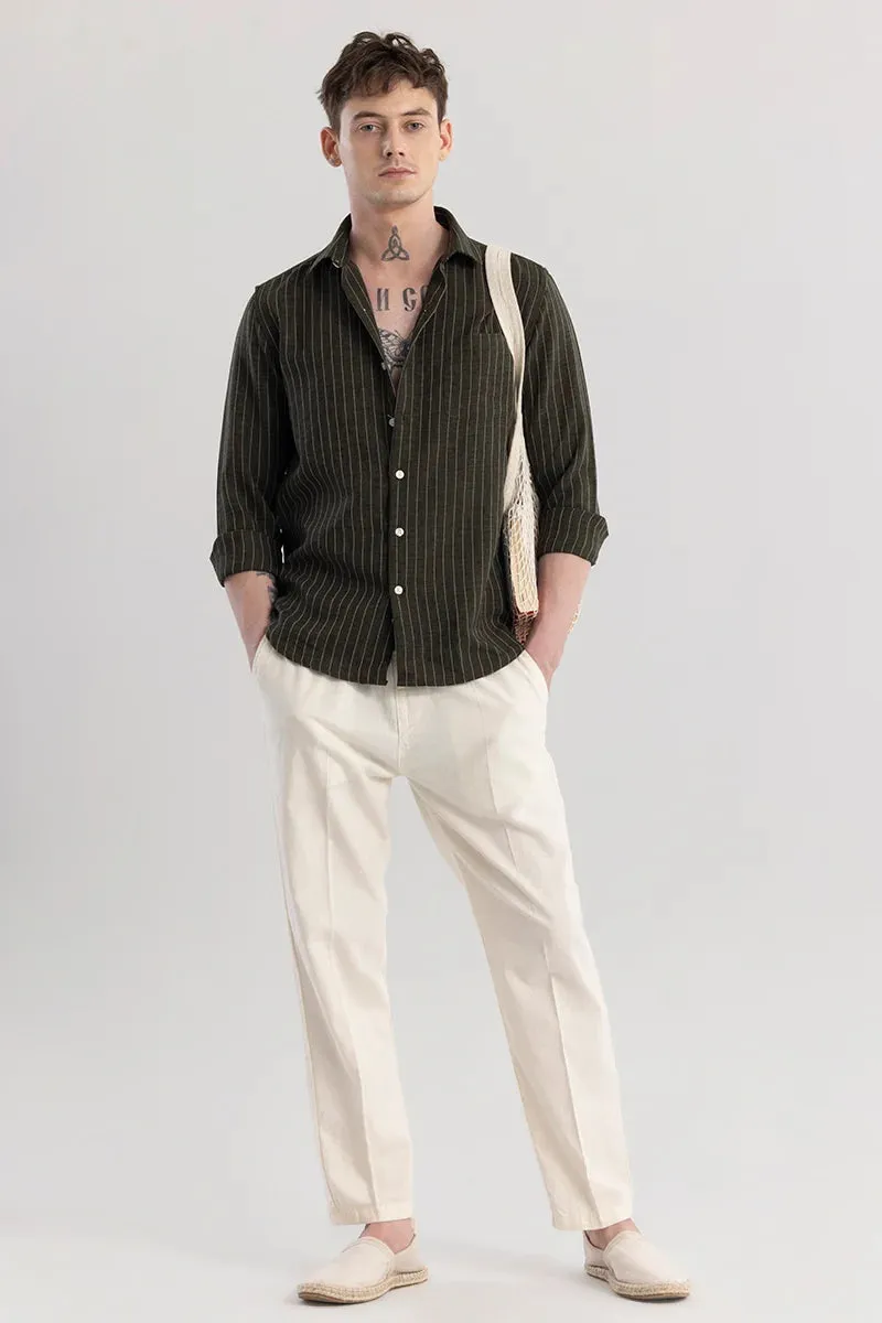 Linen Line Olive Stripe Shirt