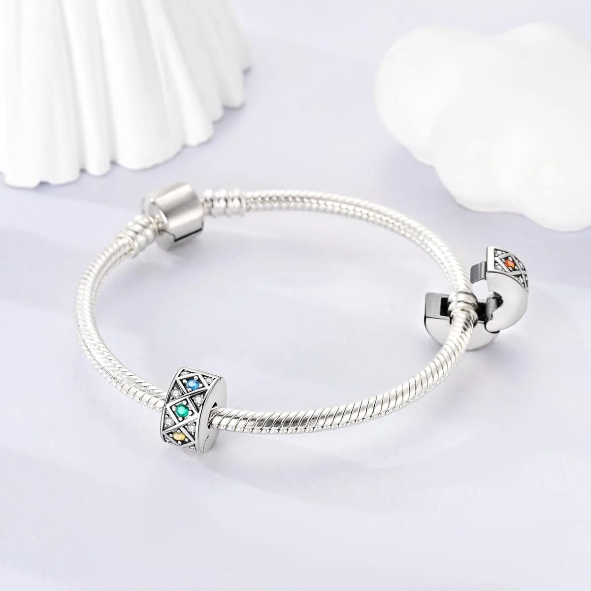 LNQOBU Clip/Stopper Beads Charms for Bracelets & Necklaces 925 Sterling Silver for Pandora Snake Chain Bracelets Jewelry Gift for Women