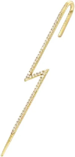 Long Lightning Bolt Ear Cuff Wrap Hook CZ Crawler Climber 925 Sterling Silver Cartilage Earrings for Women Teen Fashion Personalized Punk Unique Crystal Piercing Jewelry Gifts