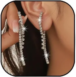 Long Rhinestone Tassel Dangle Earrings Vintage Crystal Chandeliers Earrings Statement Wedding Prom Earrings Jewelry for Women and Girls