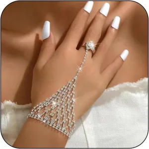 Long tiantian Hand Chain Bracelet Gold Bracelets for Women Link Chain Bracelets Trendy Finger Ring Slave Bracelet Jewelry Gifts